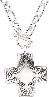 Silpada Sterling Silver Sideways Cross Pendant Necklace with Toggle Clasp, Perfect for Avid Jewelry Lovers, Southwestern Design