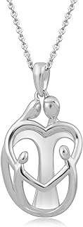 Jewelili Sterling Silver or Rose or Yellow Gold over Silver Family Pendant Necklace 18 Inches Cable Chain