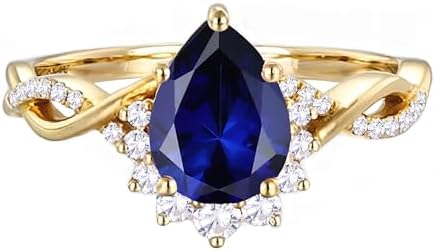 10K/14K/18K Gold 1 Carat Pear Cut Gemstone Vintage Engagement Ring for Women Birthstone Art Deco Wedding Promise Anniversary Rings for Her Wife Bridal Size 4~12