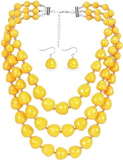 Vibrant 5-Color Large Acrylic Bead Statement Necklace with Durable Rhodium-Plated Metal and Secure Lobster Clasp by KOSMOS-LI