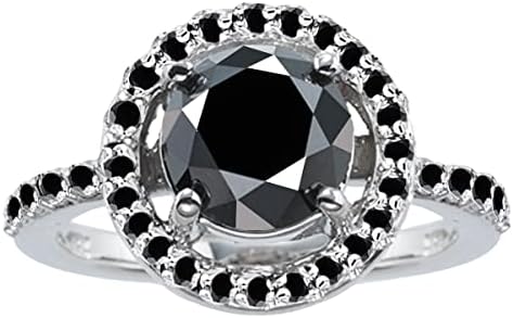 3.57 ct Opaque Round Cut Moissanite Solitaire Engagement & Wedding Ring Black Color