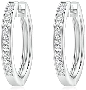 ANGARA Natural Diamond Hoop Earrings for Women Girls in 14K Solid Gold/Platinum | April Birthstone Jewelry Gift for Her | Birthday | Wedding | Anniversary