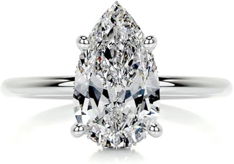 925 Sterling Silver Clasp, 2 CT Pear Cut Moissanite Hidden Halo Engagement Ring, Pave Wedding Promise Ring for Women, Anniversary Gift, Bridal Elegance Design