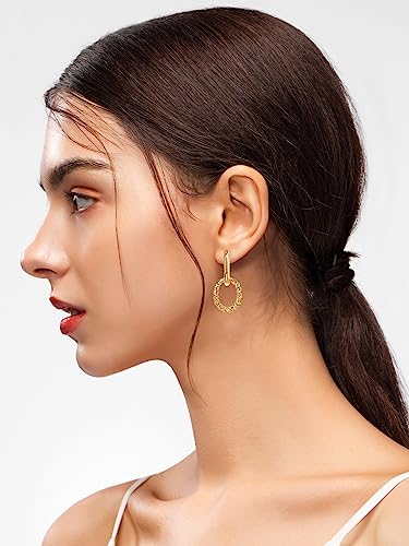 18K Gold Earrings Sterling Silver Hoop Drop Dangle Earrings Paperclip Detachable Link Chain Huggie Earrings for Women Jewelry Gifts