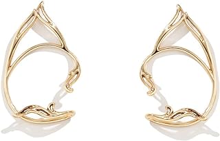 2Pcs Gothic Elf Ear Cuffs - Cute Fairy Cat Ear Wrap Non-Pierced Fake Earrings Cartilage Climber Earring Halloween Costume Cosplay Punk Jewelry for Teen Womens Girls