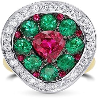 Stunning 4.16Cts Leibish & Co. Engagement Ring with Natural Ruby & Diamond Accents in 18K White & Yellow Gold - Perfect Anniversary or Birthday Gift for Her