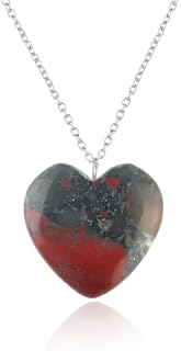 Natural Bloodstone Heart Pendant, Gemstone Pendant, Statement Pendant, Silver Pendant, Heart Necklace, March Birthstone, Layering, Girlfriend, Gift for Her, Dainty Necklace, Friendship Day