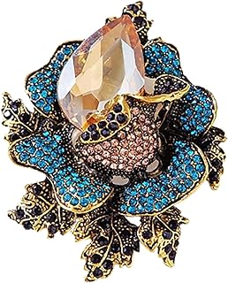 Rose Crystal Flower Brooch for Women Wedding Bride Large Brooches Retro Rose Rhinestone Brooch Ladies Teardrop Brooch Gift