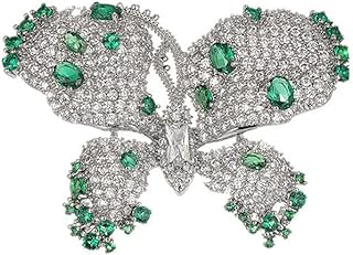Elegant Butterfly Brooch with Butterfly Clasp and Emerald Green Cubic Zirconia Gems - Dainty Luxury Wedding and Party Accessory for Women