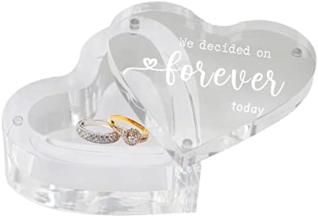 EIFLR Engraved Heart-Shaped Wedding Ring Box in Lustrous Acrylic with Magnetic Closure and Special Engraving - Perfect for Engagements, Weddings, and Special Occasions