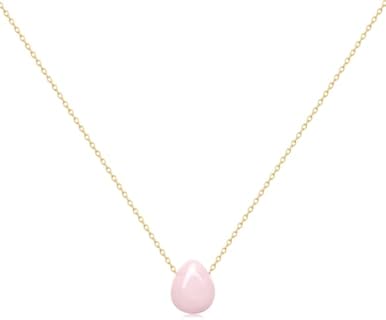 Joxevyia Elegant Pink Crystal Necklace with Gold-Plated Stainless Steel Cable Chain and Lobster Clasp, Tear Drop Design, Ideal Gift for Her
