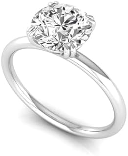 IGI Certified 2 Carat Round Lab Grown Diamond (G, VS1) 14K Gold Classic Solitaire Engagement Ring For Womens