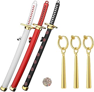 Zaky Premium Silver Metal Zoro Earrings & Pendant Set with Clip-On Design and Anime-Inspired Charms for Cosplay & Daily Wear