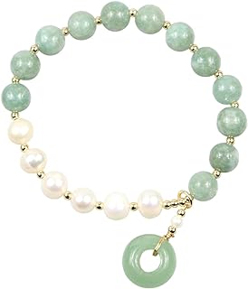 Burmese Jade Pearl Bracelet, Gemstone Charm Elastic Beaded Bracelet, Elastic Bracelet, Healing Stone Bracelet, Gifts for Women