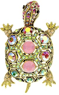 Chic Women's Turtle Brooch with Pin Clasp and Cubic Zirconia - Adorable Ornamental Lapel Pin for Mother, Wife, or Grandma