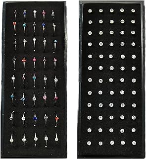 Tornito 100Pcs Bone Nose Studs Stainless Steel Multicolor Cubic Zirconia Nose Rings Stud Hoop Tragus Cartilage Nose Ring Labret Nose Piercing Pin Jewelry for Women Men 1.5mm 2mm 2.5mm 20G 22G