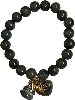Natural Green Jade Round Real Bracelets Bangle for Women Charms with Pendant Love Heart and Lucky Gourd Powerful Thai Pendant Prosperity Success in Life Trade 10 mm Flourish