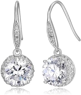 MORGAN & PAIGE Rhodium-Plated Sterling Silver Cubic Zirconia Halo-Setting Dangle Drop Earrings