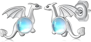Dragon Earrings Sterling Silver Moonstone Dragon Stud Earrings Dragon Jewelry Gifts for Women Girls