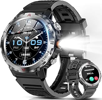 Fusho スマートウォッチ、血糖値計測＆通話機能付き、12x2x9cm、IP68防水防塵でアウトドアやスポーツに最適な一台