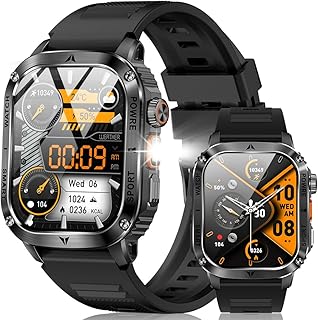 ceyot スマートウォッチ キャンプや旅行に最適なAndroid/iPhone対応の2.01インチ大画面、耐衝撃の軍用仕様、Bluetooth5.3通話対応