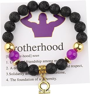 Alluring Purple Greek Bead Bracelet in Nickel-Free Alloy for Men: O Psi P Fraternity Jewelry Design