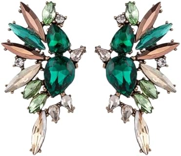 Green Rhinestone Earrings Green Statement Earrings for Women Fashion Statement Vintage Drop Dangle Earrings Crystal Drop Earrings Jewelry for Women Girls