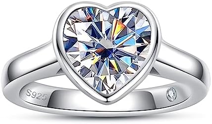 3CT Heart-Shaped Moissanite Engagement Ring in 18K White Gold Plated Sterling Silver for Women and Men