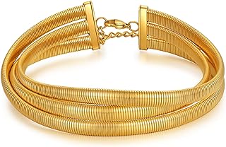 Badu Triple Layer Gold Filled Snake Chain Choker Necklace with Lobster Claw Clasp for Women, Non Tarnish, Adjustable Length