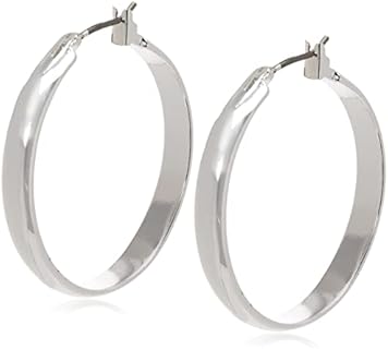 Anne Klein Classics Silvertone Large Oval Hoop Earrings