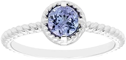 Boston Bay Diamonds .925 Sterling Silver Garnet and Diamond Stackable Ring with Rhodium Plating - Choice of Metal, Shape, and Design