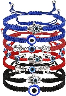 Evil Eye Bracelets Handmade Adjustable Protection Bracelets Red Black String Elephant Sea Turtle Beaded Strand Bracelets Set for Women Girls