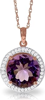 Galaxy Gold GG 14K Gold Victorian Style Diamonds & Purple Amethyst Pendant Necklace