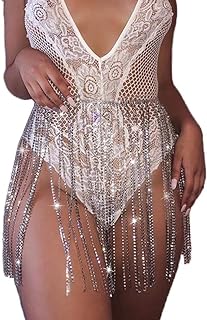 Victray Women's Sparkly Body Chains Belly Waist Chains Crystal Body Chain Fashion Waist Jewelry Rave Body Accessories