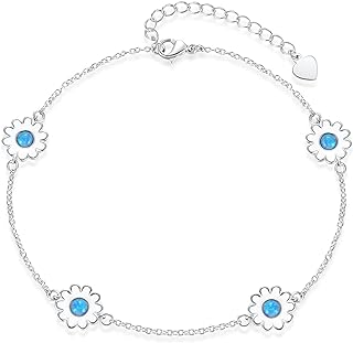 CiNily Womens Flower Anklet Opal Bracelet Ladies Gold Plated Fire Opal Jewelry Gift