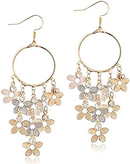 French Wire Clasp, Flower Dangle Earrings, Alloy Material, for Women and Girls, Dangle Design