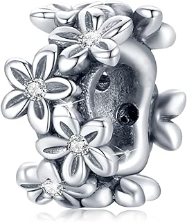 WOSTU 925 Sterling Silver Exquisite Charms Pink Love Heart Bead Charm for Bracelets The Key of Heart Charms Beads for Women Girls…