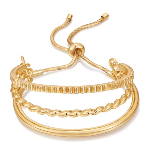 Dainty Gold Chain Bracelet for Women 14k Gold Plated Stacking Bracelet Adjustable Slider Bracelet Gold Ball Bracelets