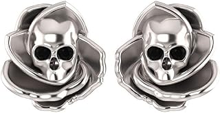 Pretty Jewels Gold Over Sterling Silver with 0.25 Carat Black Diamond Floral Gothic Stud Earrings