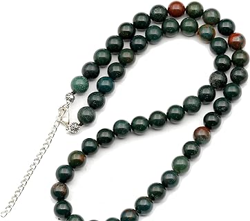 Unisex Bloodstone Ball Chain Necklace with Lobster Clasp - Natural Gemstone Beaded Choker Design for Men and Women