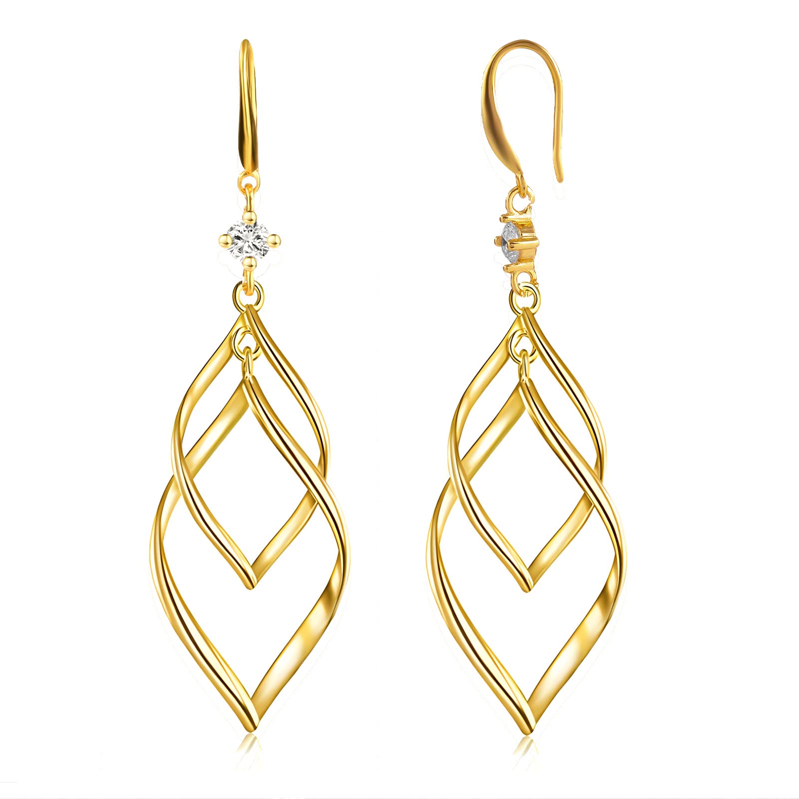 WSKFLY 18k Gold Plated Dangle Earrings for Women, Classic Infinity Diamond Earrings for Women Girls