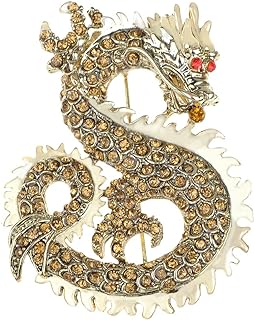 Alilang Durable Alloy Mythical Asian Zodiac Dragon Brooch with No-Clasp-Type for Fashion-Conscious Individuals - Serpent-Like Design