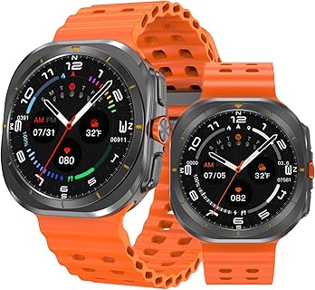 JUSUTEK 2025新登場の1.5インチ耐衝撃スマートウォッチ、通話と音楽再生機能、NFC、IP68防水で女性向け。iphone&Android対応。贈り物に最適。