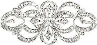 EVER FAITH Art Deco Bridal Brooch Clear Austrian Crystal Silver-Tone