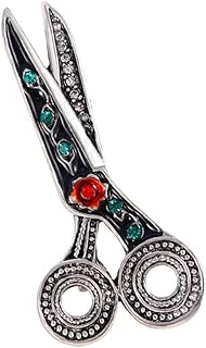 Vintage Silver Plated CZ Scissor Brooch Pin with Secure Pin Clasp - Ideal Gift for Women and Girls, Perfect for Anniversaries, Birthdays, and Christmas - Ornamental Lapel Pin Accessory