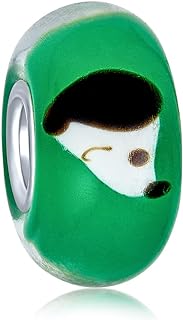 Snoopy-Inspired Murano Glass Charm Bracelet Bead in .925 Sterling Silver - Perfect for Dog Lovers, Fits European Style Women's Bracelets