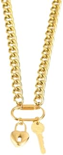 Gold Plated Heart and Key Lock Pendant Necklace for Women and Teen Girls, Jewelry Gifts for Her, Anniversary and Birthday Gifts for Wife and Girlfriend