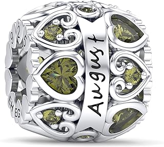 EHEG Birthstone Charms Love Heart Charm for Bracelets and Necklaces 925 Sterling Silver with 5A Cubic Zirconia