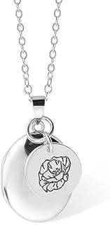 AILIN Custom Women Girls Locket Necklace With Picture 925 Sterling Silver/Brass Personalized Birth Flower Name Photo Necklace For Her Birthday Gifts For Mom Daughter Girlfriends