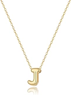 Bubble Letter Necklace Gold 14K Gold Plated Initial Necklaces for Women Personalized Bubble Pendant Necklace Dainty Gold Necklaces Trendy Gold Jewelry Gift
